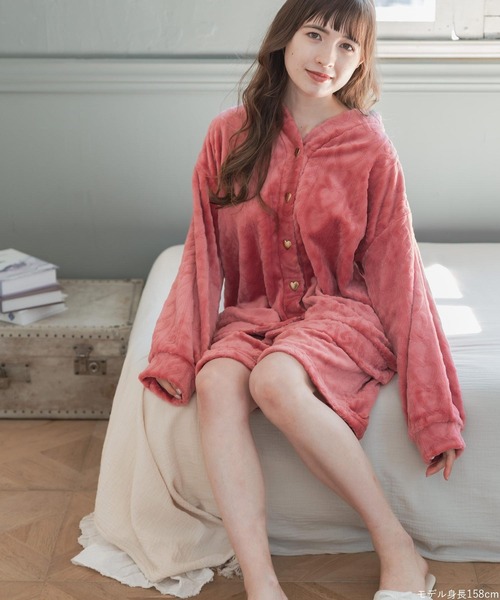 fran de lingerie（フランデランジェリー）の「もこもこ ルームウェア ショートパンツ レディース 冬 あったか パジャマ モコモコ 着る毛布「メモリーフリース」（ルームウェア/パジャマ・レディース・オフホワイト/ワイン系/ネイビー/ブラウン系その他・M-L）」の10枚目の写真