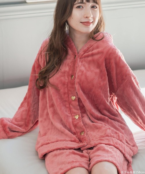 fran de lingerie（フランデランジェリー）の「もこもこ ルームウェア ショートパンツ レディース 冬 あったか パジャマ モコモコ 着る毛布「メモリーフリース」（ルームウェア/パジャマ・レディース・オフホワイト/ワイン系/ネイビー/ブラウン系その他・M-L）」の11枚目の写真