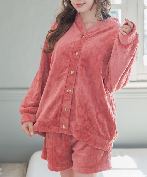 fran de lingerie（フランデランジェリー）の「もこもこ ルームウェア ショートパンツ レディース 冬 あったか パジャマ モコモコ 着る毛布「メモリーフリース」（ルームウェア/パジャマ・レディース・オフホワイト/ワイン系/ネイビー/ブラウン系その他・M-L）」の13枚目の写真