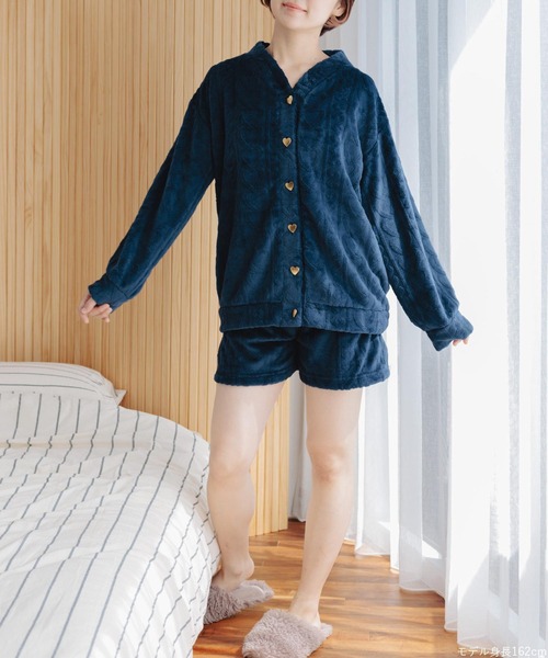 fran de lingerie（フランデランジェリー）の「もこもこ ルームウェア ショートパンツ レディース 冬 あったか パジャマ モコモコ 着る毛布「メモリーフリース」（ルームウェア/パジャマ・レディース・オフホワイト/ワイン系/ネイビー/ブラウン系その他・M-L）」の15枚目の写真