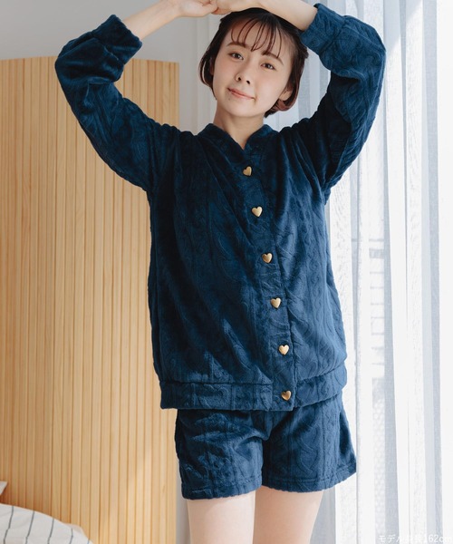 fran de lingerie（フランデランジェリー）の「もこもこ ルームウェア ショートパンツ レディース 冬 あったか パジャマ モコモコ 着る毛布「メモリーフリース」（ルームウェア/パジャマ・レディース・オフホワイト/ワイン系/ネイビー/ブラウン系その他・M-L）」の16枚目の写真