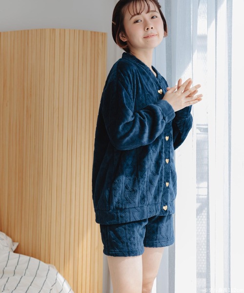 fran de lingerie（フランデランジェリー）の「もこもこ ルームウェア ショートパンツ レディース 冬 あったか パジャマ モコモコ 着る毛布「メモリーフリース」（ルームウェア/パジャマ・レディース・オフホワイト/ワイン系/ネイビー/ブラウン系その他・M-L）」の17枚目の写真