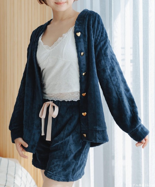 fran de lingerie（フランデランジェリー）の「もこもこ ルームウェア ショートパンツ レディース 冬 あったか パジャマ モコモコ 着る毛布「メモリーフリース」（ルームウェア/パジャマ・レディース・オフホワイト/ワイン系/ネイビー/ブラウン系その他・M-L）」の19枚目の写真