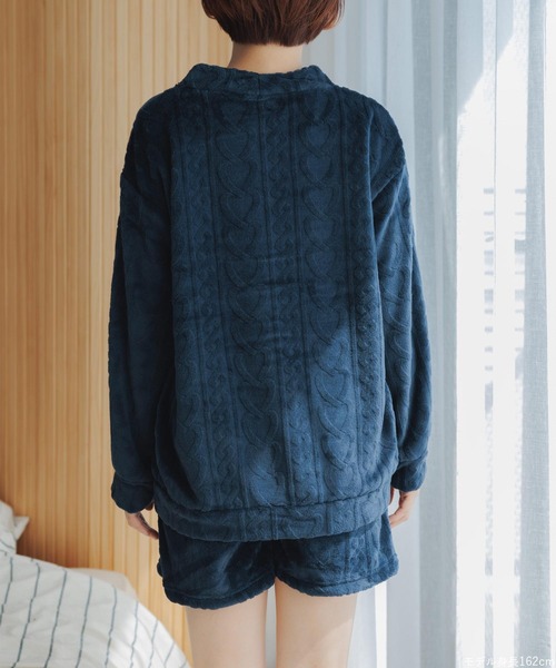 fran de lingerie（フランデランジェリー）の「もこもこ ルームウェア ショートパンツ レディース 冬 あったか パジャマ モコモコ 着る毛布「メモリーフリース」（ルームウェア/パジャマ・レディース・オフホワイト/ワイン系/ネイビー/ブラウン系その他・M-L）」の21枚目の写真