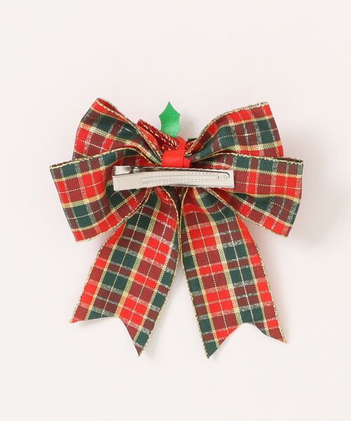 VIBGYOR Women(ヴィブジョー ウィメン)の「【urge select】《Christmas》クリスマスカラー チェックロングリボン ヘアクリップ【クリスマス/イベント】(ベル付き)(バレッタ/ヘアクリップ・レディース・レッド系・FREE)」の2枚目の写真