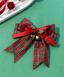VIBGYOR Women | 【urge select】《Christmas》クリスマスカラー チェックロングリボン ヘアクリップ【クリスマス/イベント】(ベル付き)(バレッタ/ヘアクリップ)