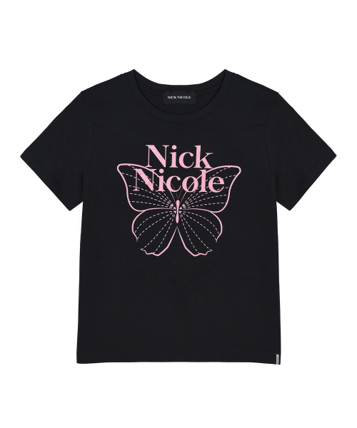 NICK&NICOLE(ニックアンドニコール)の「BUTTERFLY NICOLE LABEL SLIM TOP_BLACK PINK(Tシャツ/カットソー・レディース・その他・FREE)」の4枚目の写真