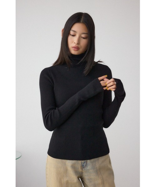 AZUL by moussy（アズールバイマウジー）の「サムホールリブニットトップス（ニット/セーター・レディース・杢グレー/アイボリー/ブラック/グリーン/レッド・FREE）」の19枚目の写真