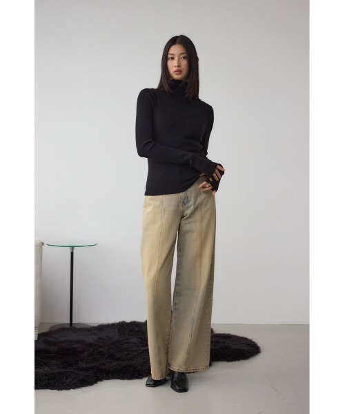 AZUL by moussy（アズールバイマウジー）の「サムホールリブニットトップス（ニット/セーター・レディース・杢グレー/アイボリー/ブラック/グリーン/レッド・FREE）」の20枚目の写真