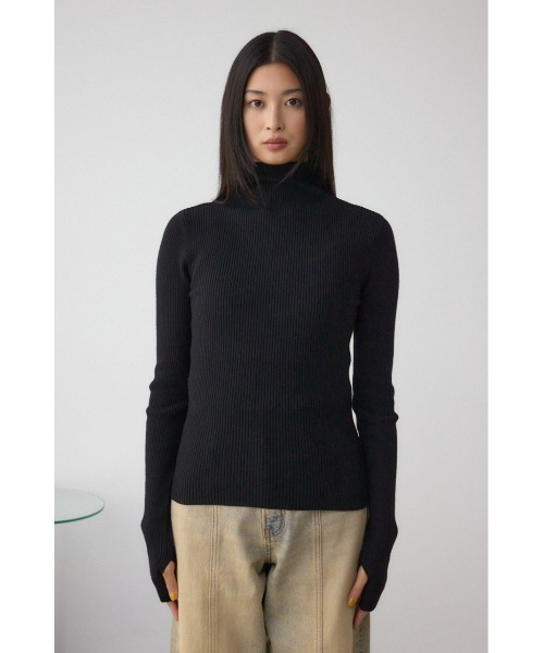 AZUL by moussy（アズールバイマウジー）の「サムホールリブニットトップス（ニット/セーター・レディース・杢グレー/アイボリー/ブラック/グリーン/レッド・FREE）」の21枚目の写真