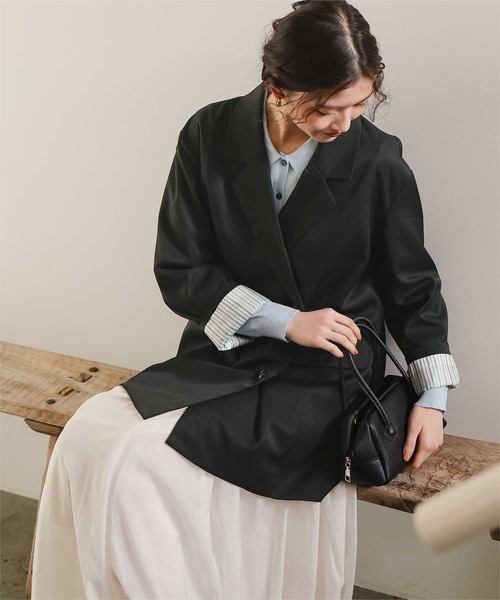 titivate（ティティベイト）の「ダブルテーラードジャケット（テーラードジャケット・レディース・ライトベージュ/ブラック/ネイビー/ブラウン・L/M/S）」の2枚目の写真