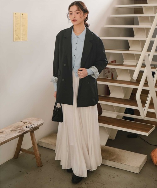 titivate（ティティベイト）の「ダブルテーラードジャケット（テーラードジャケット・レディース・ライトベージュ/ブラック/ネイビー/ブラウン・L/M/S）」の7枚目の写真