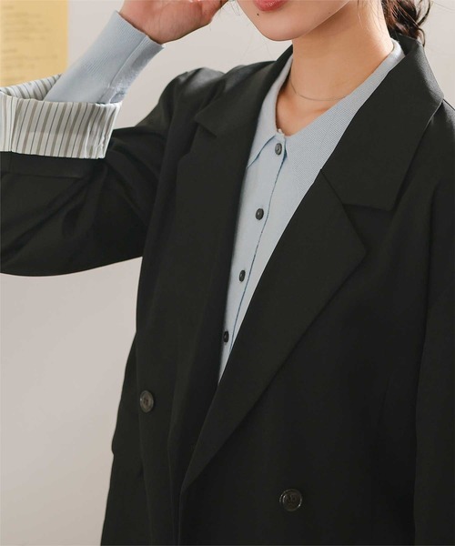 titivate（ティティベイト）の「ダブルテーラードジャケット（テーラードジャケット・レディース・ライトベージュ/ブラック/ネイビー/ブラウン・L/M/S）」の8枚目の写真