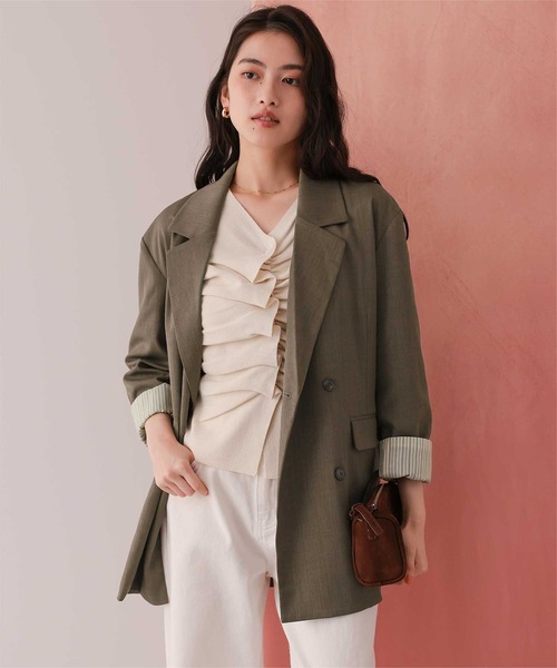 titivate（ティティベイト）の「ダブルテーラードジャケット（テーラードジャケット・レディース・ライトベージュ/ブラック/ネイビー/ブラウン・L/M/S）」の12枚目の写真