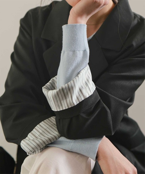 titivate（ティティベイト）の「ダブルテーラードジャケット（テーラードジャケット・レディース・ライトベージュ/ブラック/ネイビー/ブラウン・L/M/S）」の9枚目の写真