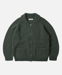 HEAVY COWICHAN ZIP UP CARDIGAN _ FOREST GREEN