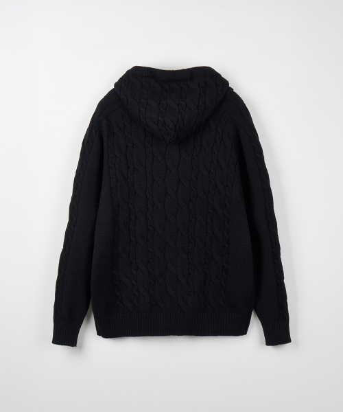 NODU（ノードユー）の「ミックスケーブルニットフードジップアップ[ブラック]（パーカー・メンズ・その他・MEDIUM/LARGE）」の7枚目の写真