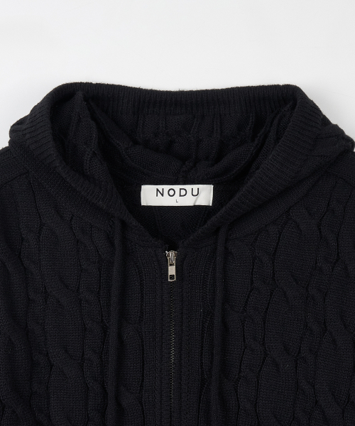 NODU（ノードユー）の「ミックスケーブルニットフードジップアップ[ブラック]（パーカー・メンズ・その他・MEDIUM/LARGE）」の8枚目の写真