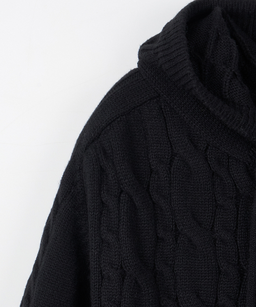 NODU（ノードユー）の「ミックスケーブルニットフードジップアップ[ブラック]（パーカー・メンズ・その他・MEDIUM/LARGE）」の9枚目の写真