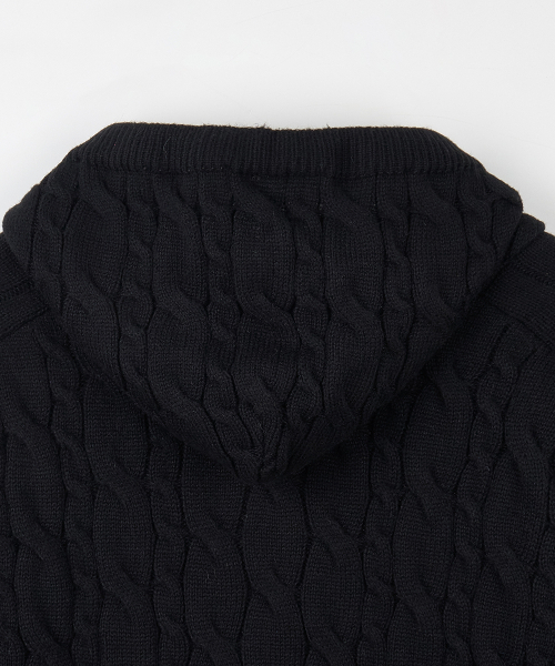 NODU（ノードユー）の「ミックスケーブルニットフードジップアップ[ブラック]（パーカー・メンズ・その他・MEDIUM/LARGE）」の11枚目の写真