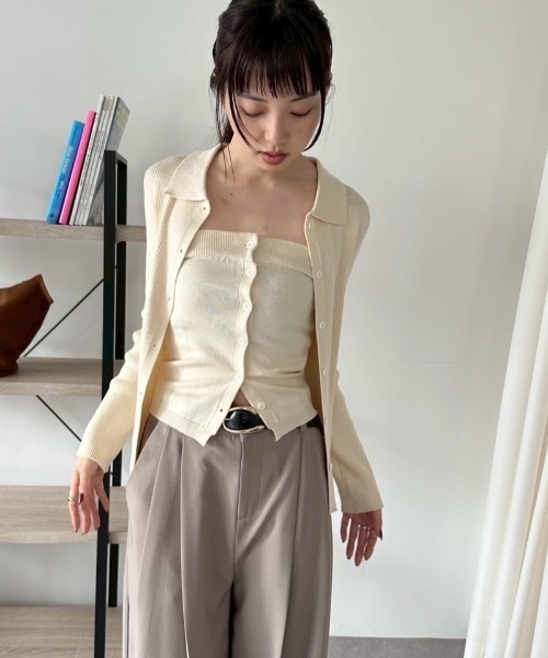 DRWCYS（ドロシーズ）の「ビスチェセットポロトップス（カーディガン/ボレロ・レディース・ブラック/グレー/レッド/アイボリー・FREE）」の7枚目の写真