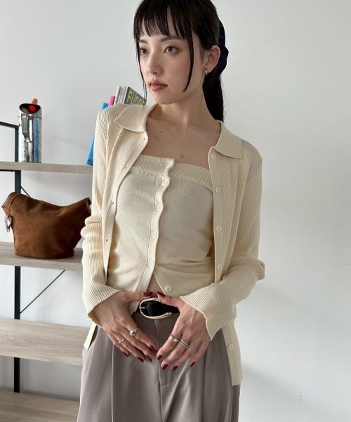 DRWCYS（ドロシーズ）の「ビスチェセットポロトップス（カーディガン/ボレロ・レディース・ブラック/グレー/レッド/アイボリー・FREE）」の6枚目の写真