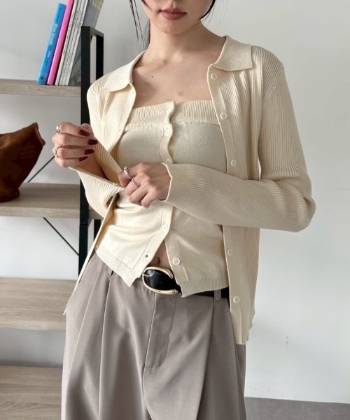 DRWCYS（ドロシーズ）の「ビスチェセットポロトップス（カーディガン/ボレロ・レディース・ブラック/グレー/レッド/アイボリー・FREE）」の5枚目の写真