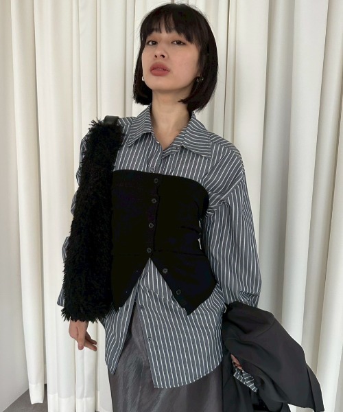 【DRWCYS/ドロシーズ】グレンチェックビスチェ付きTシャツ ビスチェセットポロトップス（カーディガン/ボレロ）｜DRWCYS