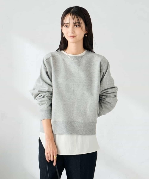 a.v.v（アーヴェヴェ）の「ラメ裏起毛タックスリーブスウェット（スウェット・レディース・グレー系その他/グレー・36/40/38）」の2枚目の写真