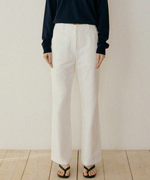 button classic cotton pants-ivory