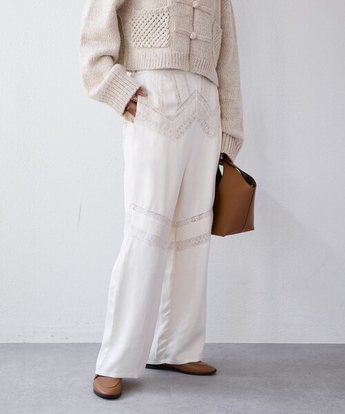 RIVE DROITE（リヴドロワ）の「【à Nice （ア ・ニース）】ピンタックレースパンツ（その他パンツ・レディース・ブラック/アイボリー・38/36）」の6枚目の写真