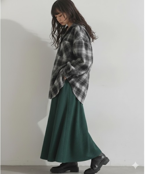 Day and Grade(デイアンドグレイド)の「フード付き ビッグチェックシャツ チュニック(シャツ/ブラウス・レディース・ブラック・FREE)」の6枚目の写真