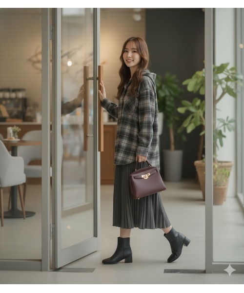 Day and Grade(デイアンドグレイド)の「フード付き ビッグチェックシャツ チュニック(シャツ/ブラウス・レディース・ブラック・FREE)」の7枚目の写真