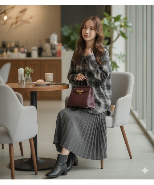 Day and Grade(デイアンドグレイド)の「フード付き ビッグチェックシャツ チュニック(シャツ/ブラウス・レディース・ブラック・FREE)」の8枚目の写真