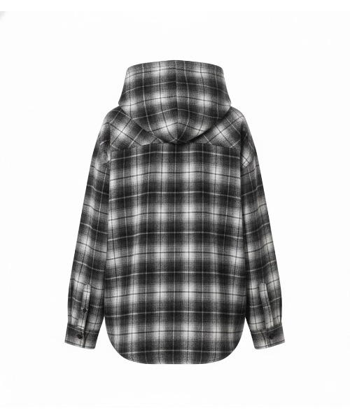 Day and Grade(デイアンドグレイド)の「フード付き ビッグチェックシャツ チュニック(シャツ/ブラウス・レディース・ブラック・FREE)」の11枚目の写真