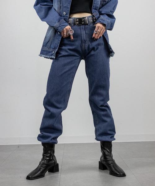 mellomela.(メロメラ)の「【脚長×美脚効果UP】スリムストレートデニムパンツ(デニムパンツ・レディース・ケミカルウォッシュ/ダークネイビー/ブルー・S/M/L/LL)」の19枚目の写真