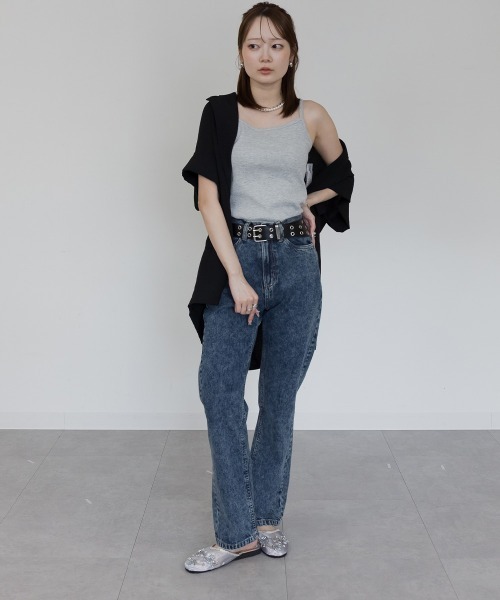mellomela.(メロメラ)の「【脚長×美脚効果UP】スリムストレートデニムパンツ(デニムパンツ・レディース・ケミカルウォッシュ/ダークネイビー/ブルー・S/M/L/LL)」の13枚目の写真