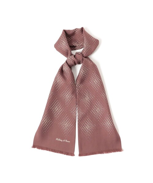 BEAMS F（ビームスエフ）の「Holliday & Brown / シルク ジオメトリック柄 スカーフ（マフラー・メンズ・ブラック/ピンク・ONE SIZE）」の2枚目の写真