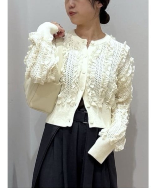 人気】チュールフリルニットカーデ（カーディガン/ボレロ