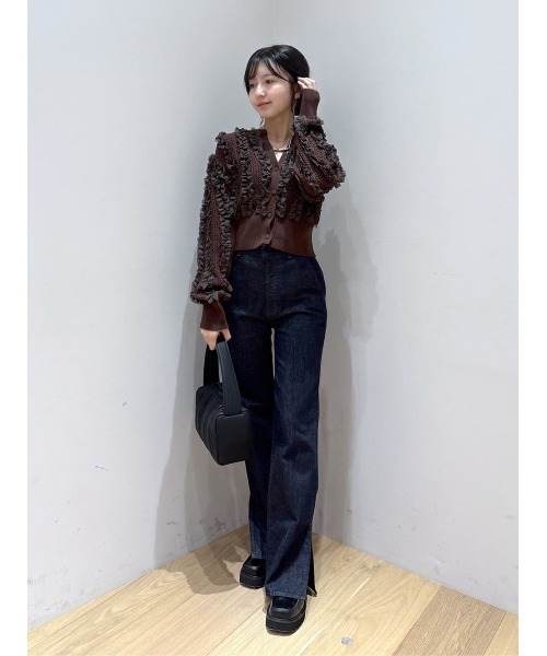 STYLEMIXER(スタイルミキサー)の「【人気】チュールフリルニットカーデ(カーディガン/ボレロ・レディース・ブラウン/レッド/アイボリー・FREE)」の15枚目の写真