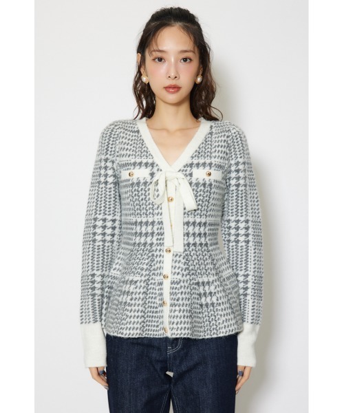 2WAYペプラムジャガードニットカーディガントップス 秋服 冬服（ニット