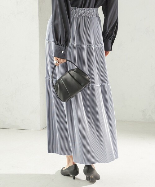 手洗い可能〉サテン プリーツ ティアード スカート（スカート）｜SHIPS