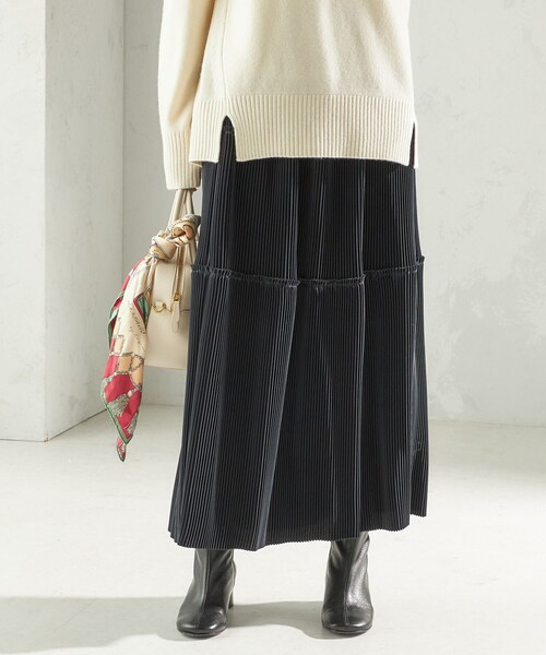 手洗い可能〉サテン プリーツ ティアード スカート（スカート）｜SHIPS