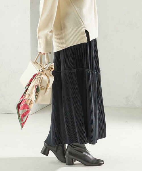 手洗い可能〉サテン プリーツ ティアード スカート（スカート）｜SHIPS