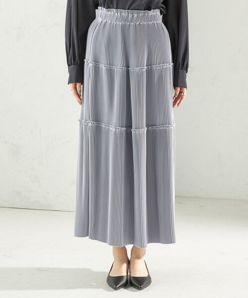 手洗い可能〉サテン プリーツ ティアード スカート（スカート）｜SHIPS