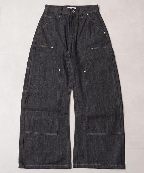 セール】リジットデニム ダブルニー バレルレッグパンツ / Rigid Denim