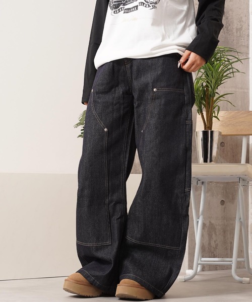 1111clothing(ワンフォークロージング)の「リジットデニム ダブルニー バレルレッグパンツ / Rigid Denim Double Knee Barrel Leg Pants(デニムパンツ・メンズ・インディゴブルー・M/L/XL)」の6枚目の写真