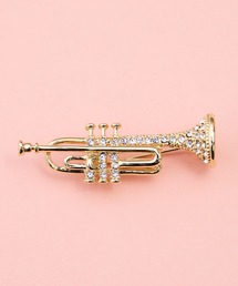 gargle（ガーグル）の「gargle ガーグル：MUSICシリーズ　パヴェ楽器　トランペット　バイオリン　ホルン　ブローチ（ブローチ/コサージュ）」