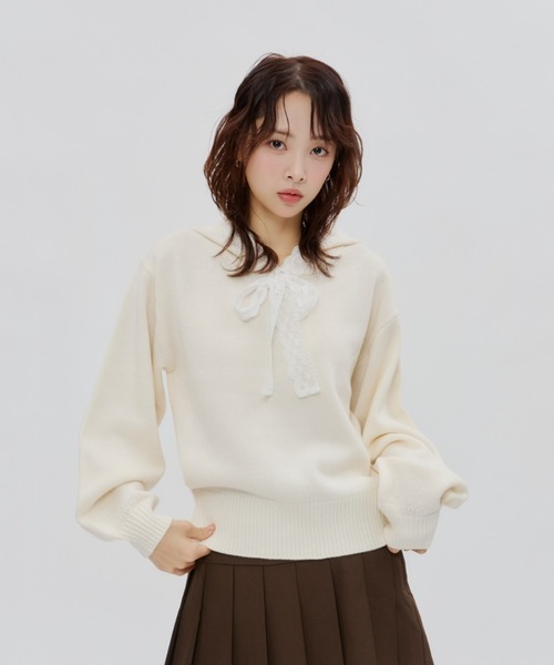 Veil Lace Knit Hoodie / ヴェールレースニットフーディー（パーカー