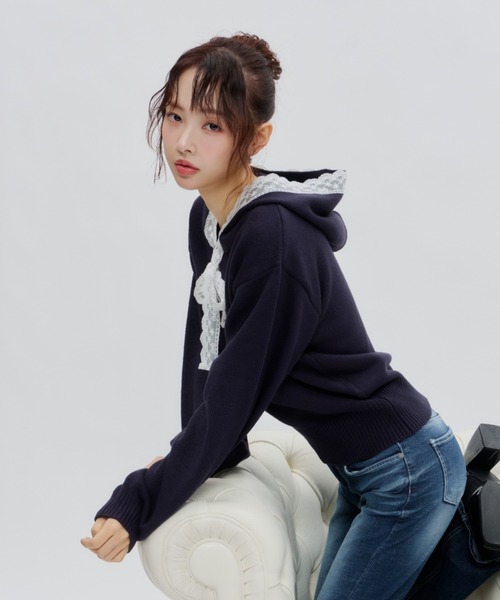値下げ不可⭐︎美品レディースL⭐︎ラフアンドスウェル　ニットパーカー レディースウェア